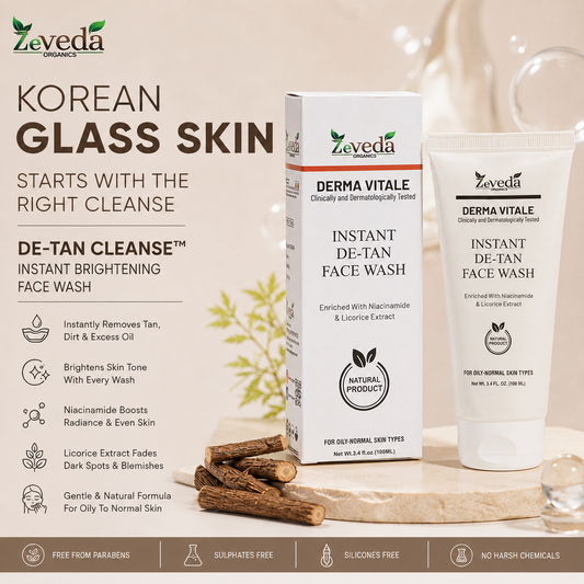 Korean Glass Skin Instant Brightening Face Wash with Niacinamide & Licorice | De-Tan Cleanse™ – 100ml